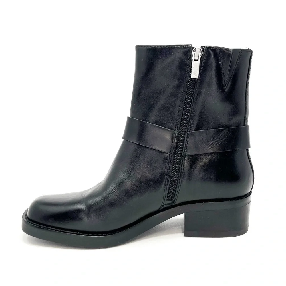 NEW Lucky Brand Kamany Boots Size 6.5 Black Leather Moto Biker Western New